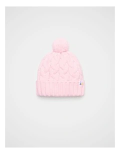 Cable Knit Beanie in Pink Lemonade