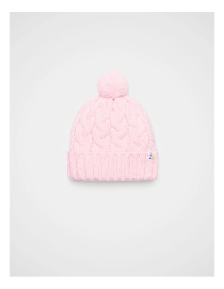 Cable Knit Beanie in Pink Lemonade image 1