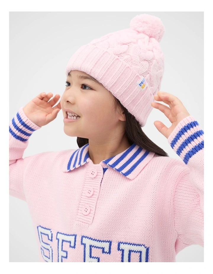 Cable Knit Beanie in Pink Lemonade image 2
