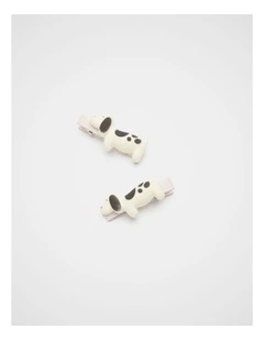 Flocked Dog Duck Clips in Classic Cream