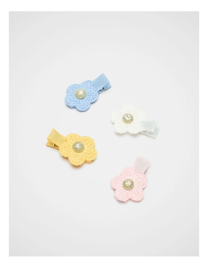Crochet Flower Duck Clips in Pink Multi image 1