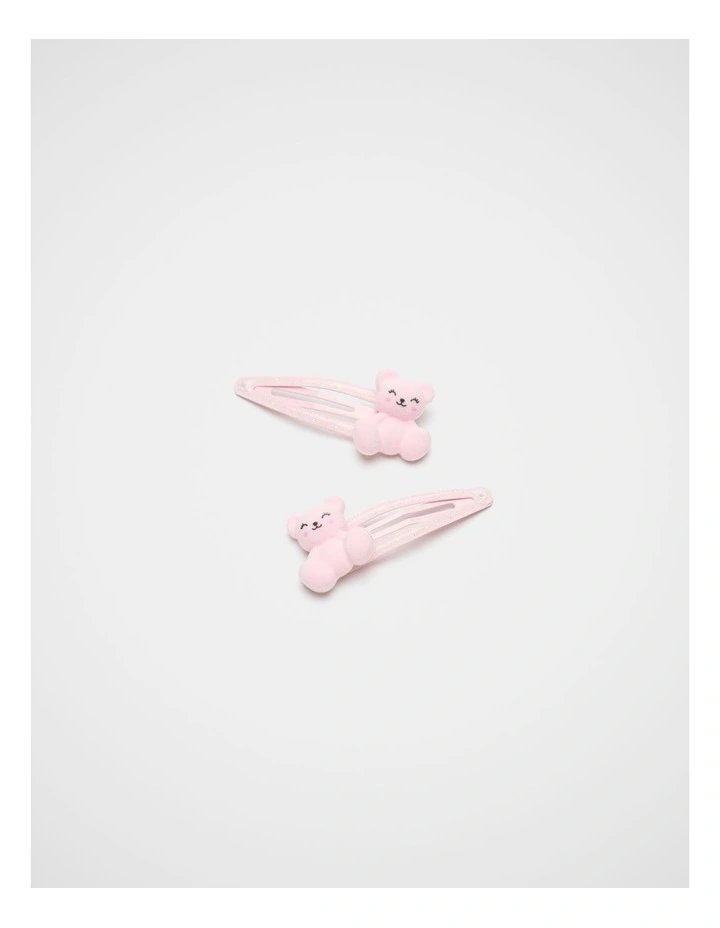 Flocked Bear Snaps in Pink Lemonade image 1
