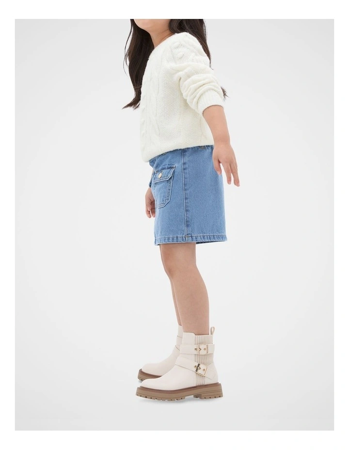 Rib Biker Boots in Classic Cream image 2