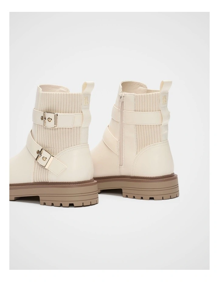 Rib Biker Boots in Classic Cream image 3