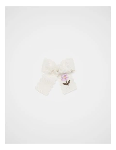 Cord Flower Bow Duck Clip in Classic Cream