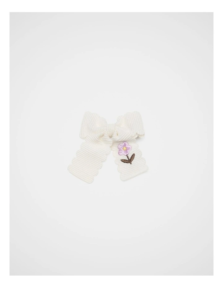 Cord Flower Bow Duck Clip in Classic Cream image 1