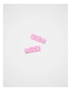 Mini Flower Sparkle Duck Clips in Candy Pink
