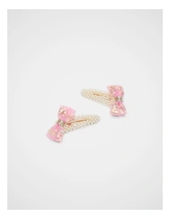 Pearl Shaker Bow Snaps in Candy Pink
