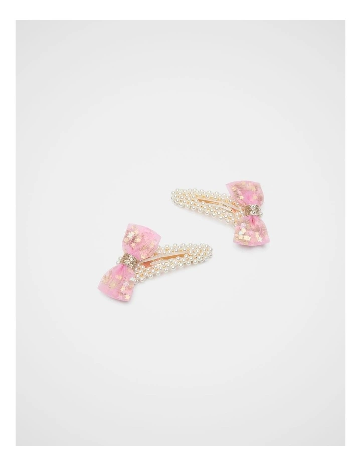 Pearl Shaker Bow Snaps in Candy Pink image 1