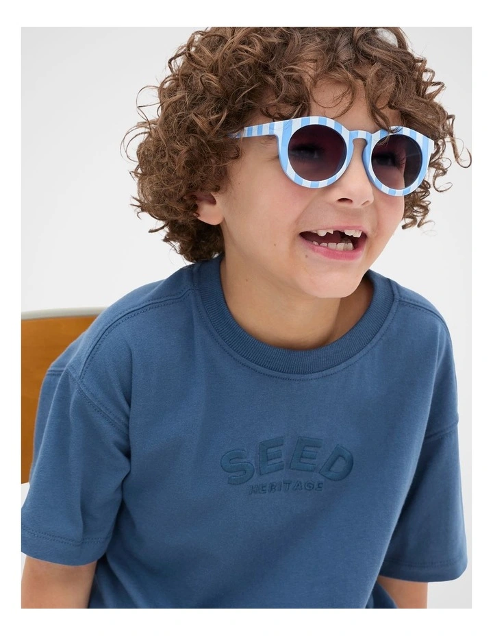 Child Stripe Sunglasses in Cloud Blue image 2