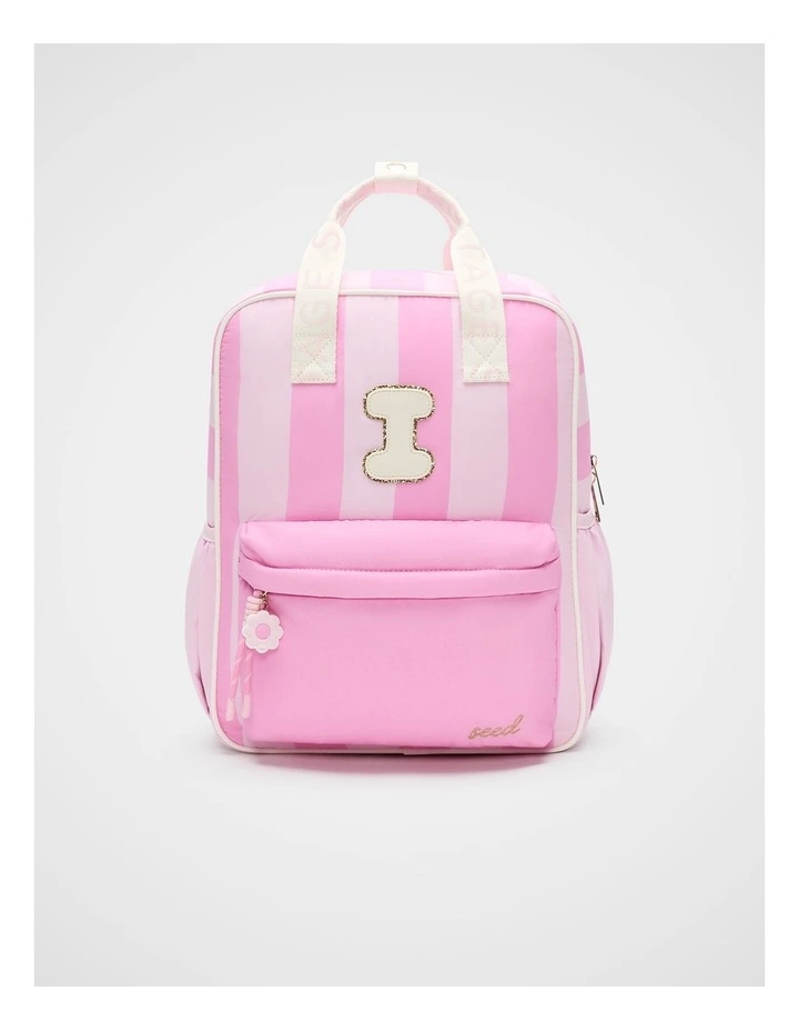 Pink Stripe Initial Backpack image 1