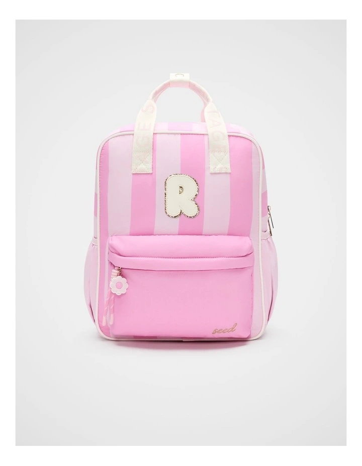Pink Stripe Initial Backpack image 1