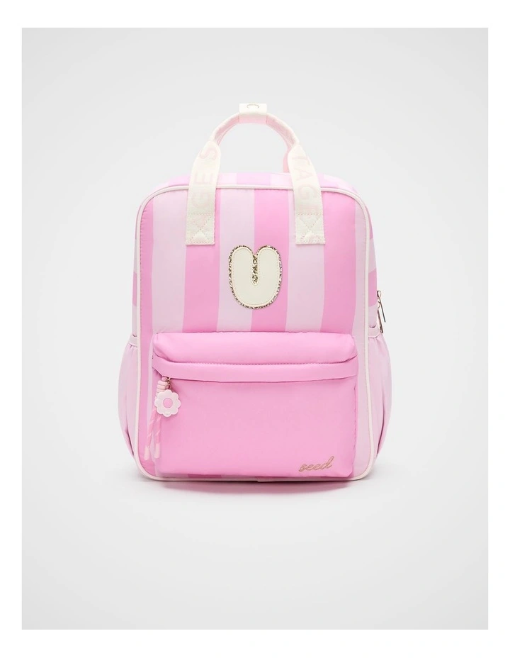 Pink Stripe Initial Backpack image 1