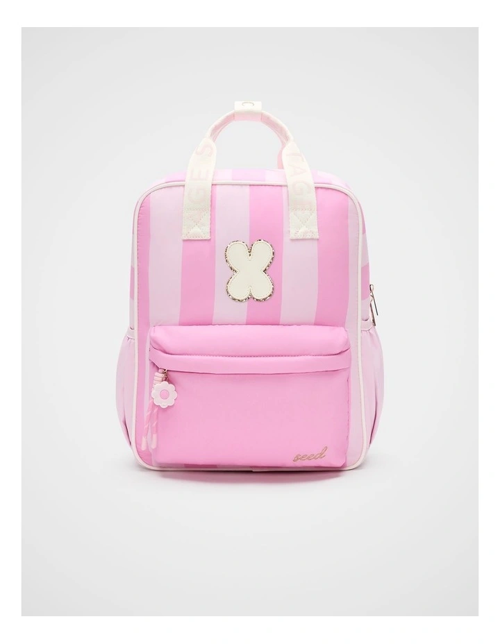 Pink Stripe Initial Backpack image 1