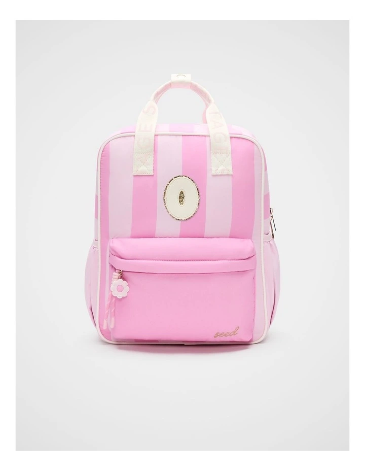 Pink Stripe Initial Backpack image 1