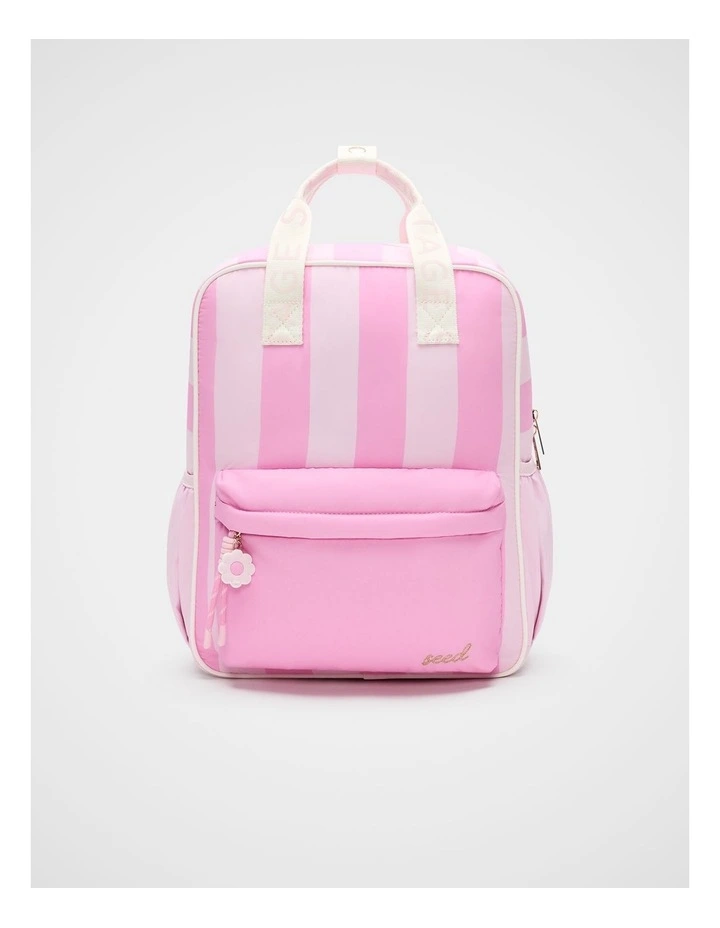 Pink Stripe Initial Backpack image 1