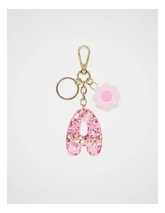 Pink Stripe Initial Keyring