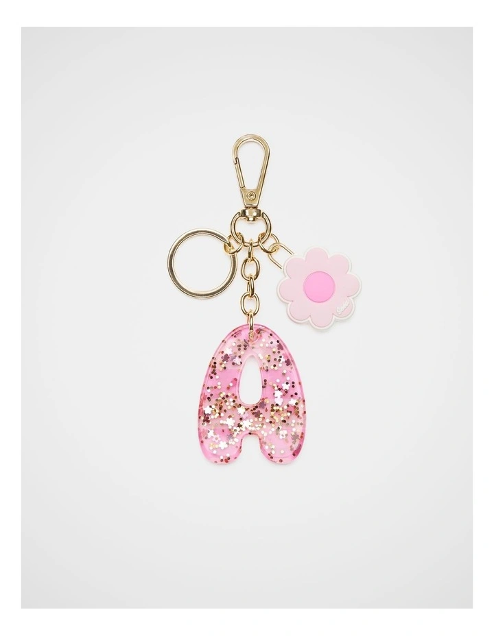 Pink Stripe Initial Keyring image 1