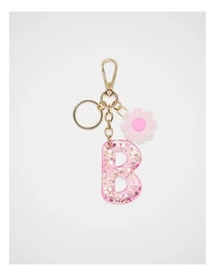 Pink Stripe Initial Keyring