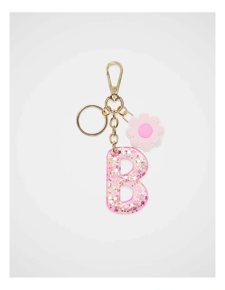 Pink Stripe Initial Keyring image 1