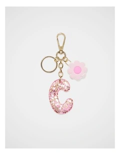 Pink Stripe Initial Keyring