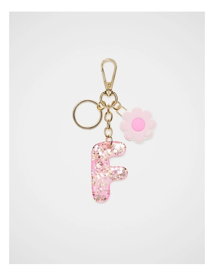 Pink Stripe Initial Keyring image 1