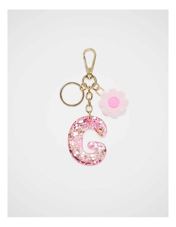 Pink Stripe Initial Keyring image 1
