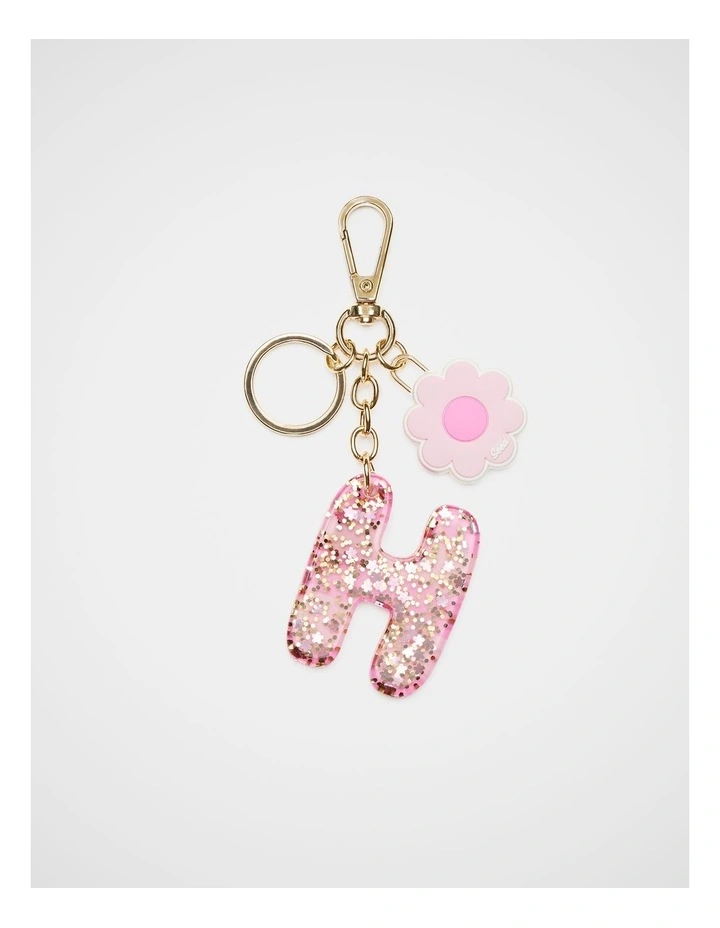 Pink Stripe Initial Keyring image 1