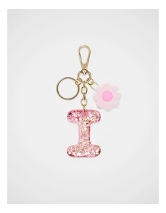 Pink Stripe Initial Keyring