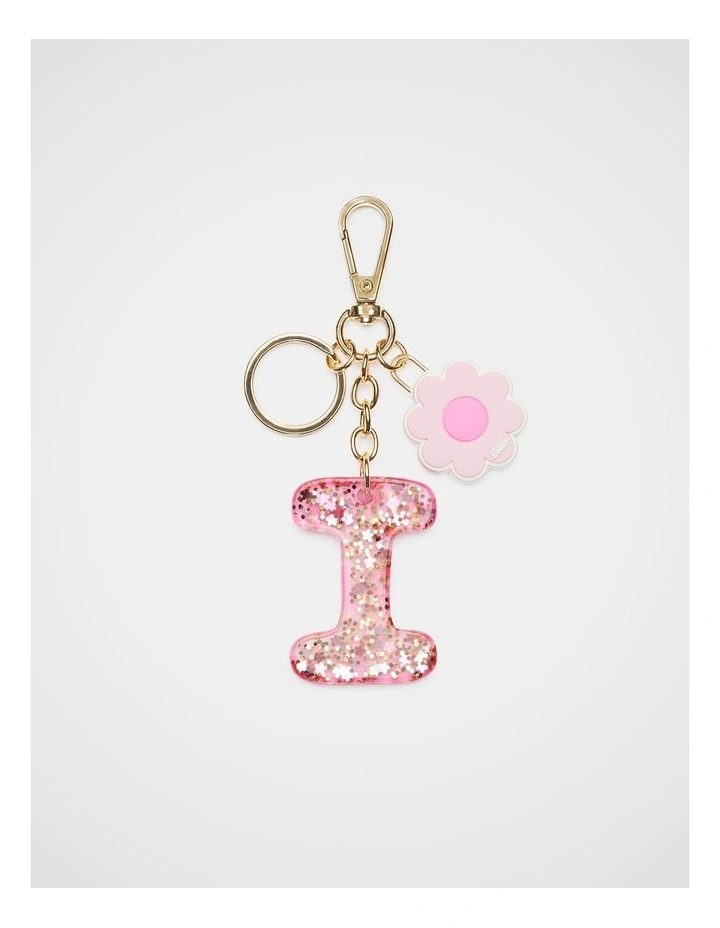 Pink Stripe Initial Keyring image 1
