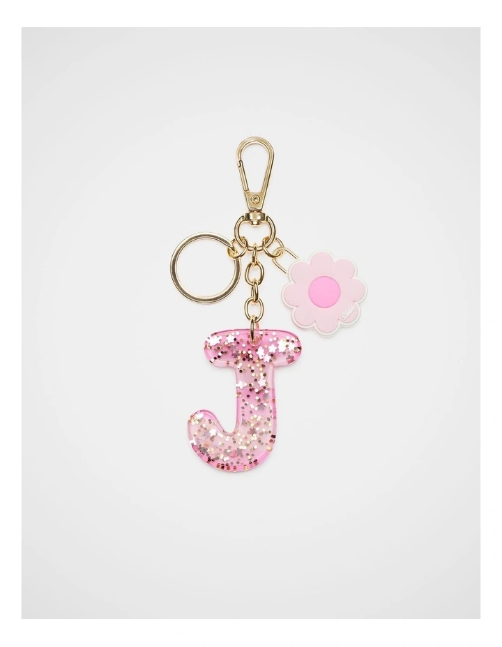 Pink Stripe Initial Keyring image 1