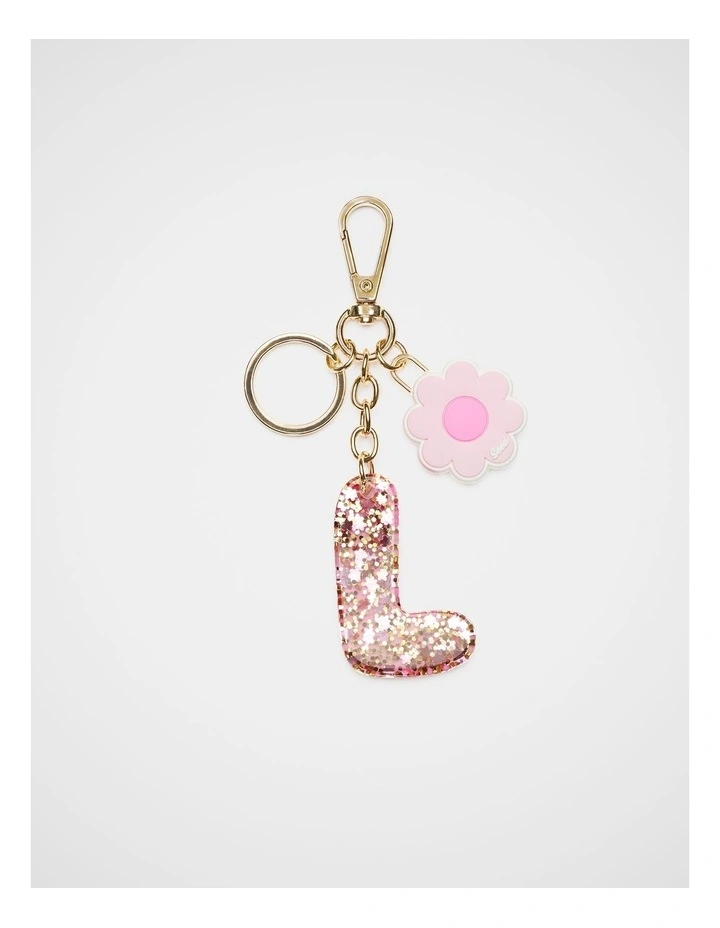 Pink Stripe Initial Keyring image 1