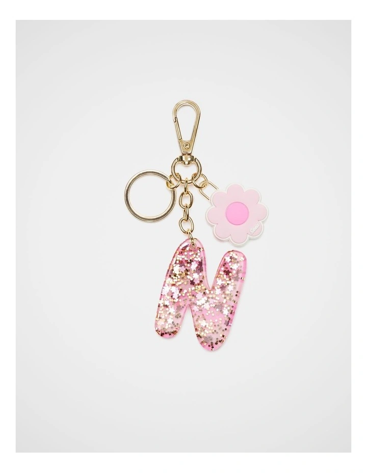 Pink Stripe Initial Keyring image 1