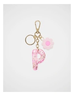 Pink Stripe Initial Keyring