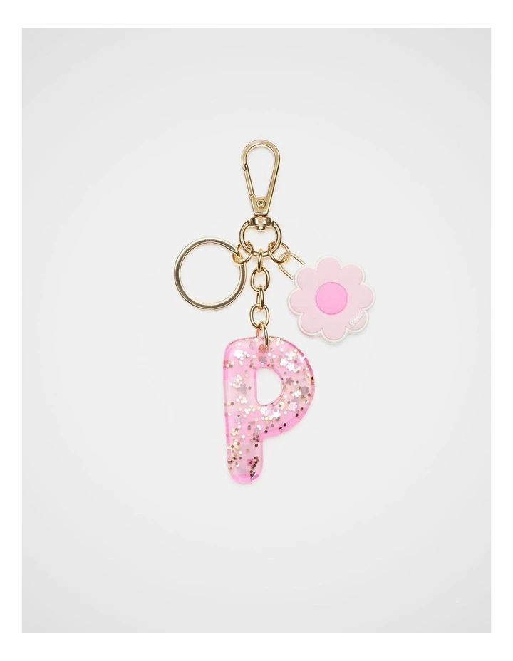 Pink Stripe Initial Keyring image 1