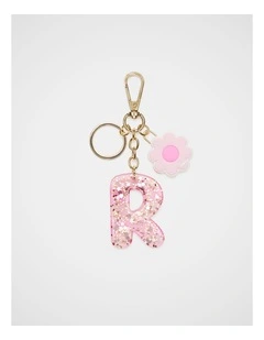 Pink Stripe Initial Keyring
