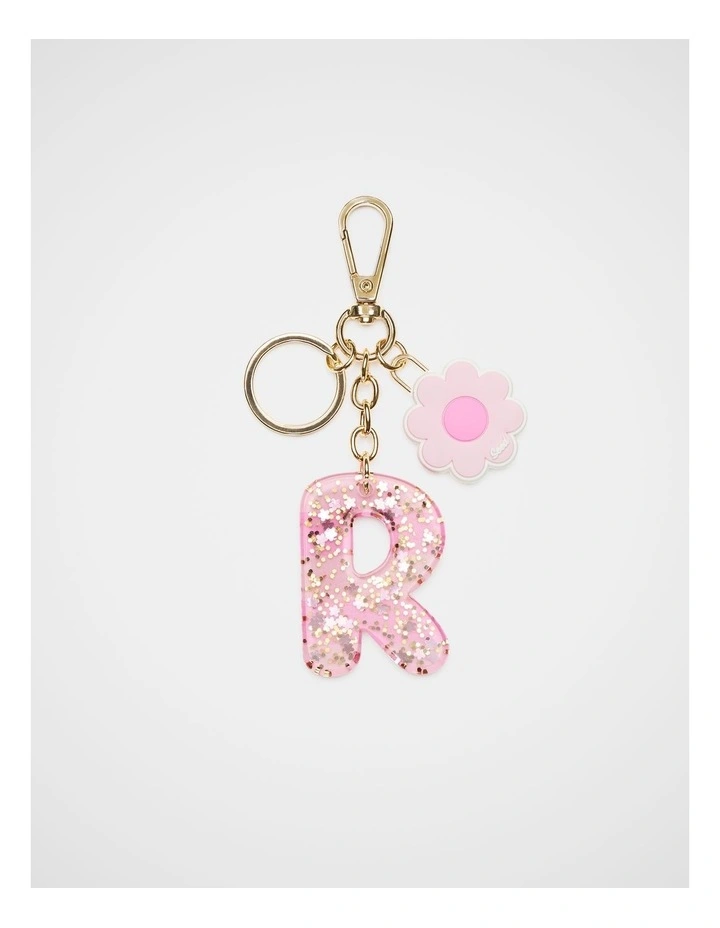 Pink Stripe Initial Keyring image 1