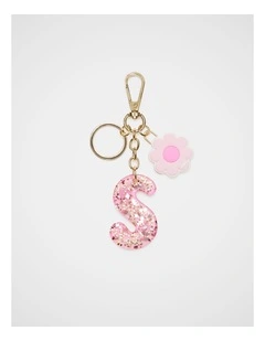 Pink Stripe Initial Keyring