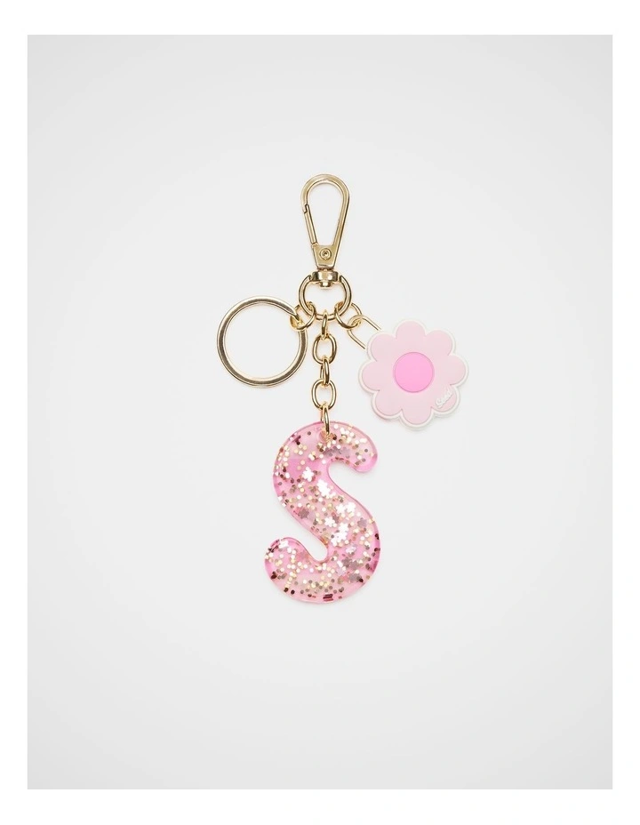 Pink Stripe Initial Keyring image 1
