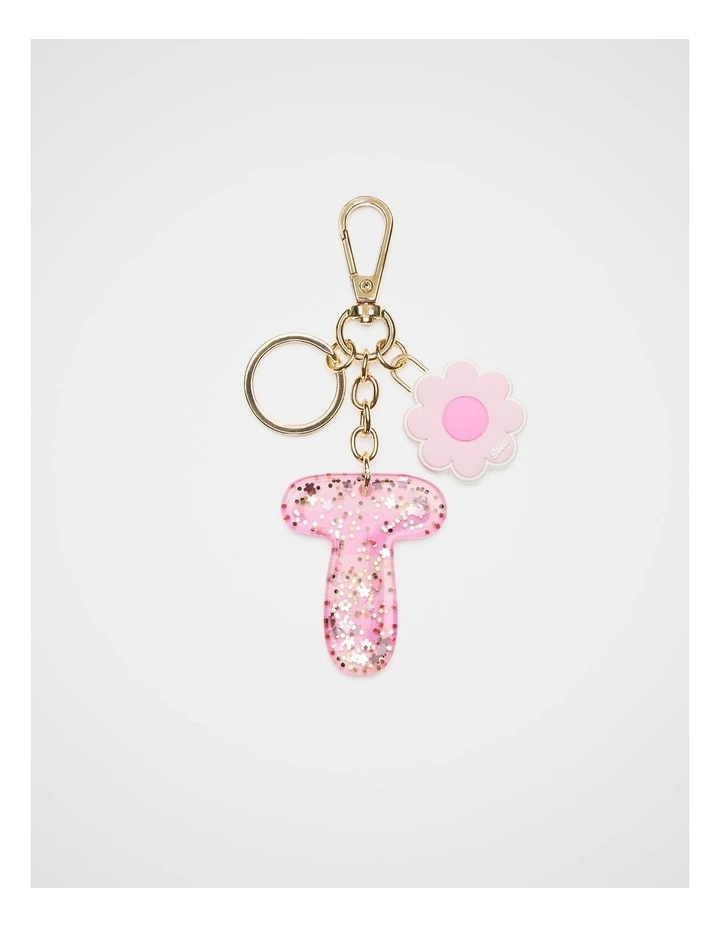 Pink Stripe Initial Keyring image 1