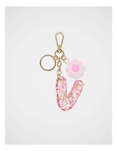 Pink Stripe Initial Keyring