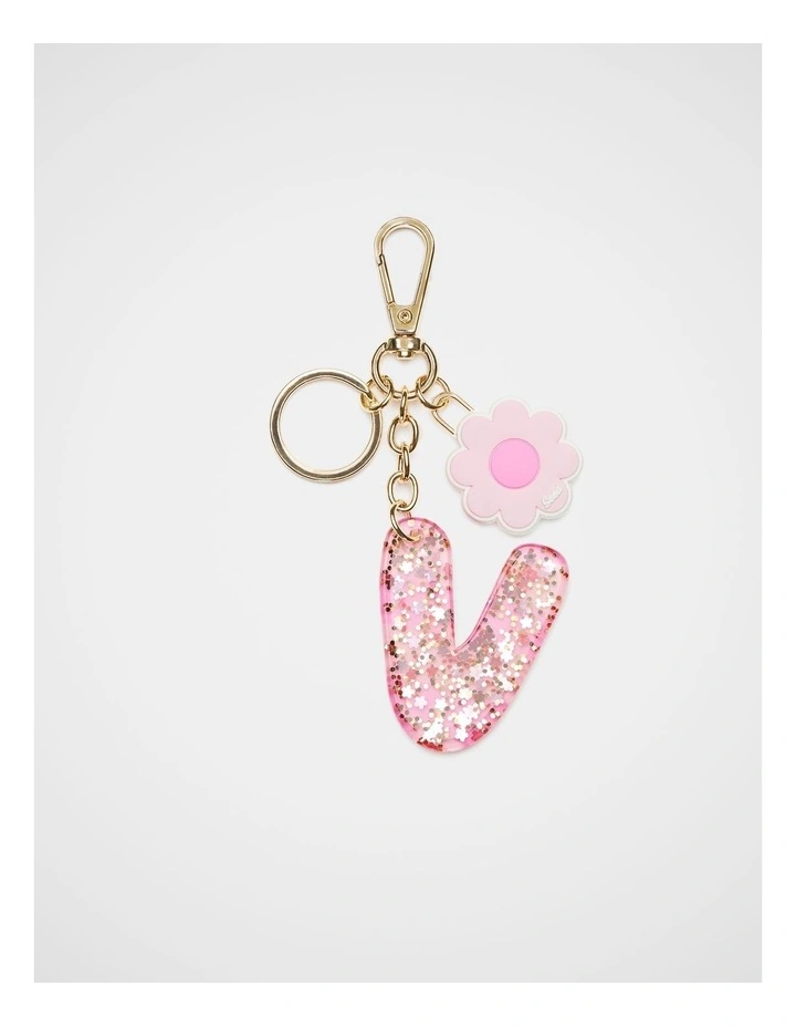 Pink Stripe Initial Keyring image 1