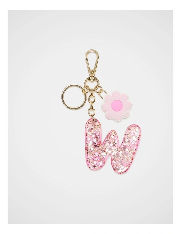 Pink Stripe Initial Keyring image 1