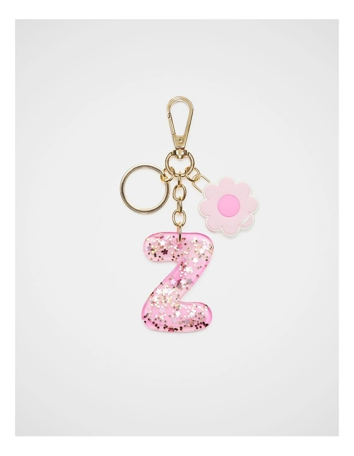 Pink Stripe Initial Keyring image 1