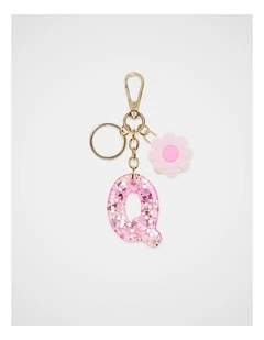 Pink Stripe Initial Keyring