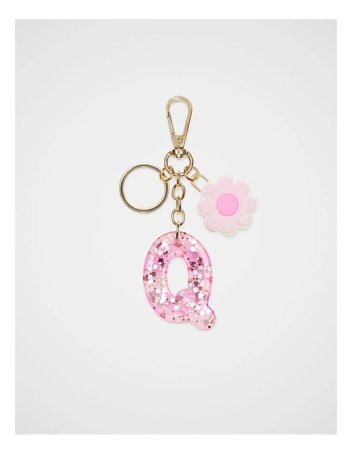 Pink Stripe Initial Keyring image 1