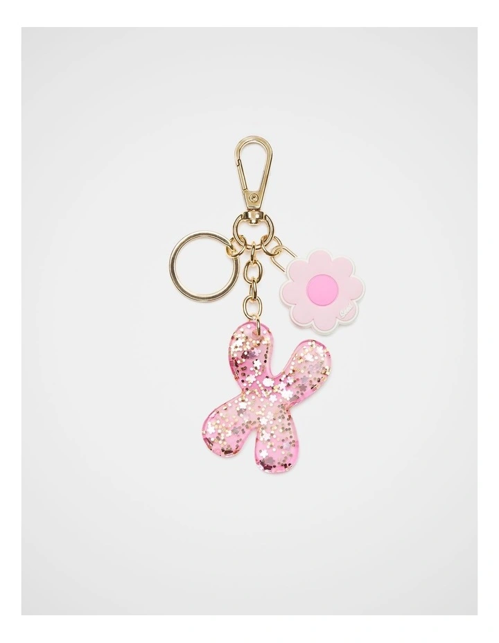 Pink Stripe Initial Keyring image 1