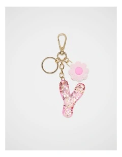 Pink Stripe Initial Keyring