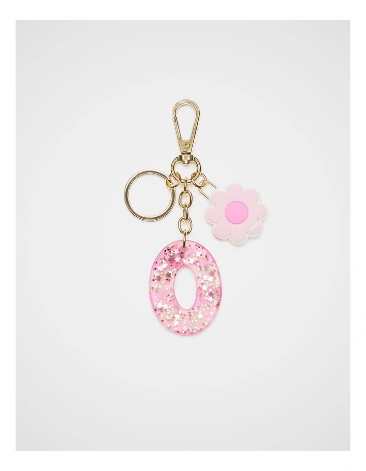 Pink Stripe Initial Keyring image 1