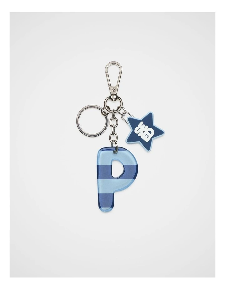 Blue Stripe Initial Keyring image 1